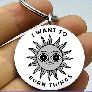 Sun Earth Planet I Wanna Burn Thing Hot Stainless Keychain